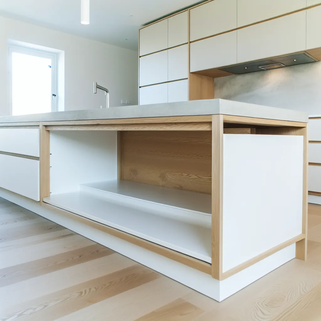 Nordic Kitchen Island with Pale Stone Countertop